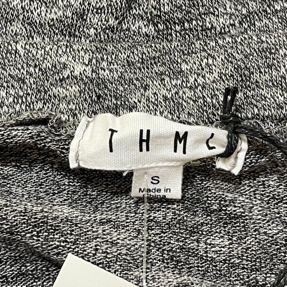 New THML Heather Black White  Off Shoulder Fringe Sweater Size S Small - Picture 5 of 12